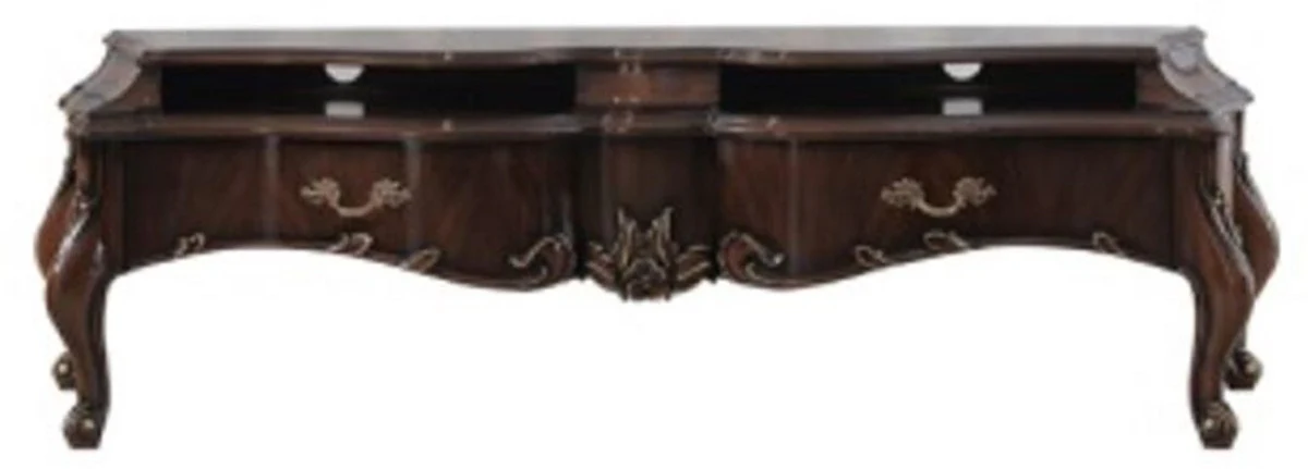 Casa Padrino gabinete de TV barroco de lujo marron oscuro - Aparador de madera maciza hecho a mano con 2 cajones - Muebles Barrocos - Noble y Magn¨ªfico