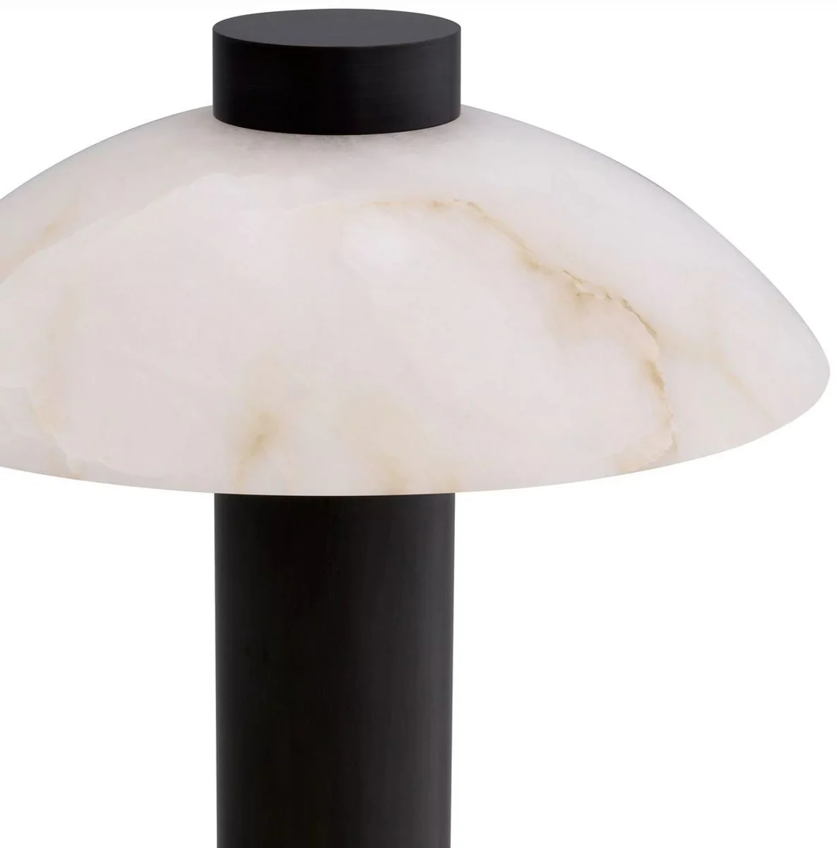 Casa Padrino lámpara de mesa de lujo bronce / alabastro Ø 39,5 x A. 49 cm - Lámpara de escritorio redonda de metal con pantalla de alabastro - Iluminación de lujo - Muebles de lujo