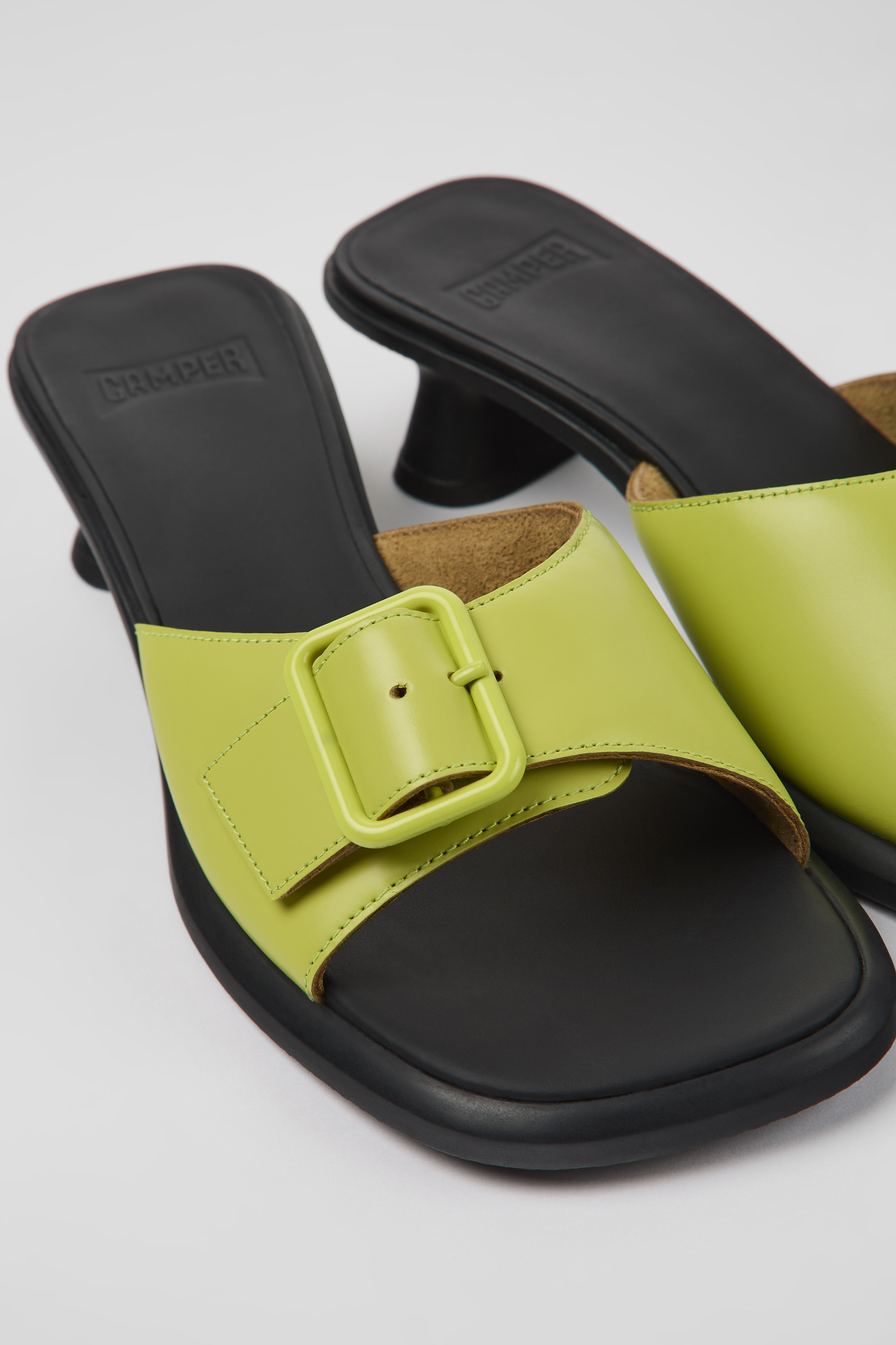 Dina - Green leather sandals for women