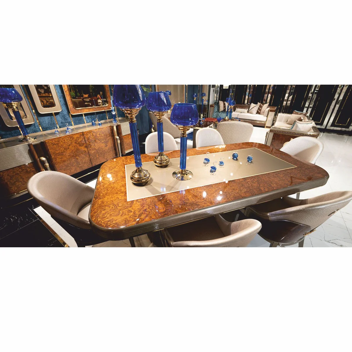 Casa Padrino mesa de comedor de lujo marr¨®n / oro / gris 240 cm - Muebles de comedor