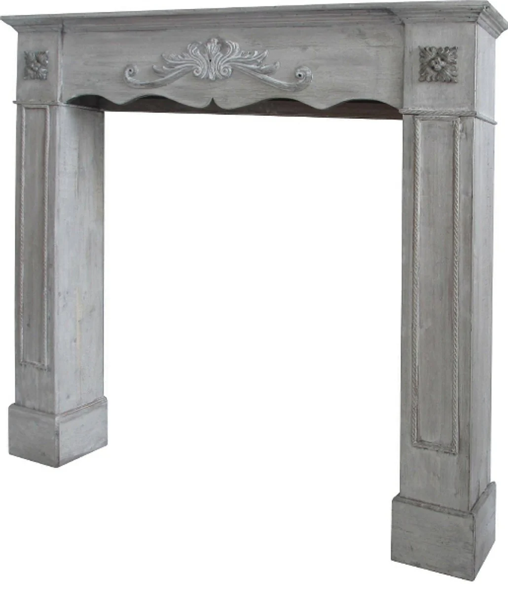 Casa Padrino Country Style Fireplace Surround Antique Gray 105 x 17 x H 102 cm - Handmade Fireplace Surround in Shabby Chic Look
