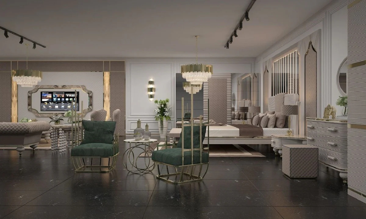 Casa Padrino sill¨®n de dise?o de lujo lado derecho con cojines verde / oro 68 x 68 x A. 153 cm - Muebles de sal¨®n - Muebles de hotel - Muebles de lujo