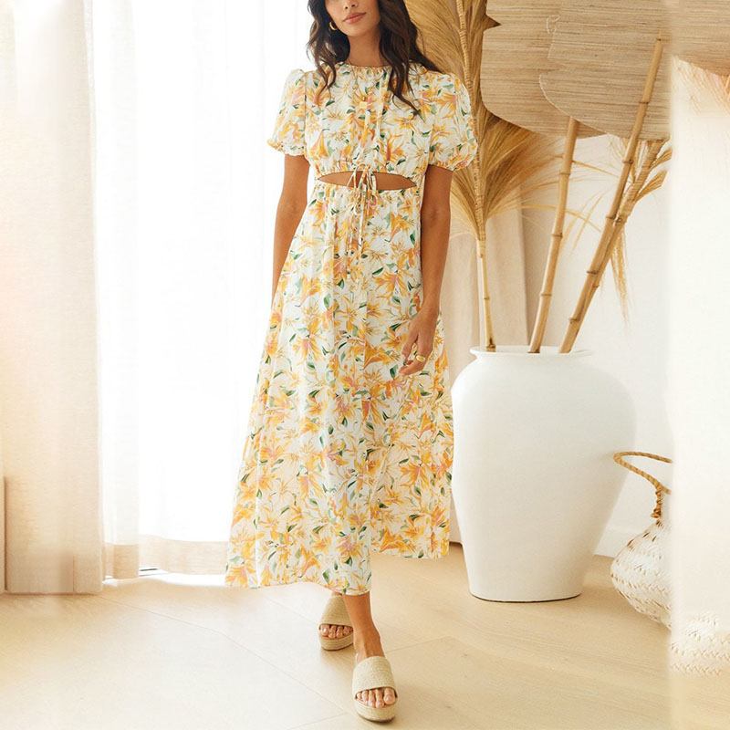 Ladies Summer Fresh Floral Print Dress