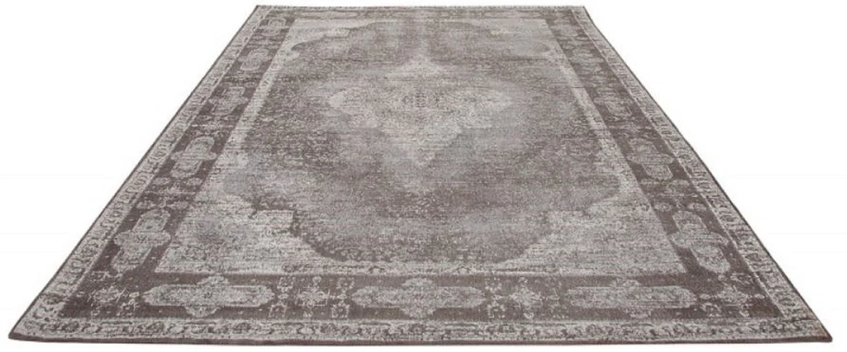 Casa Padrino alfombra de salón vintage gris claro 160 x 240 cm - Alfombra rectangular de algodón - Accesorios de decoración de salón