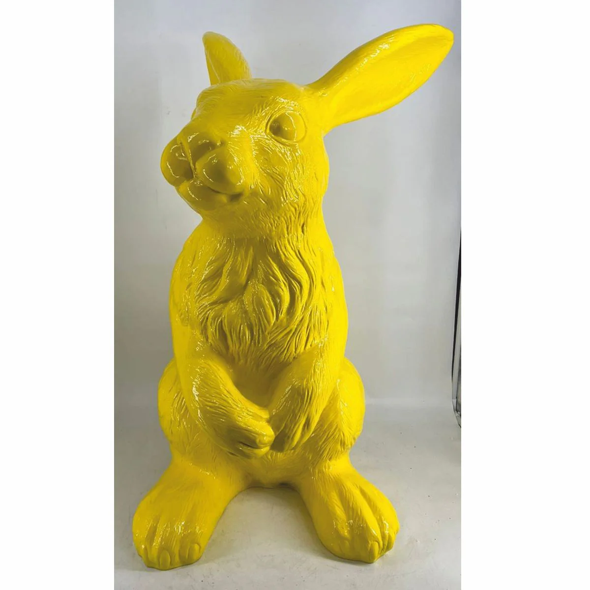 Casa Padrino escultura decorativa XXL conejo amarillo A. 120 cm - Figura de jard¨ªn