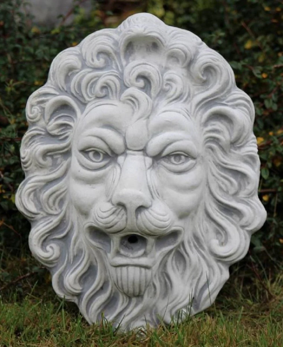 Casa Padrino gárgola de pared relieve barroco león 30 x 17 x A. 43 cm - Gárgola de piedra cabeza de león decoración de pared de jardín relieve - Accesorios de Jardín Barroco & Art Nouveau