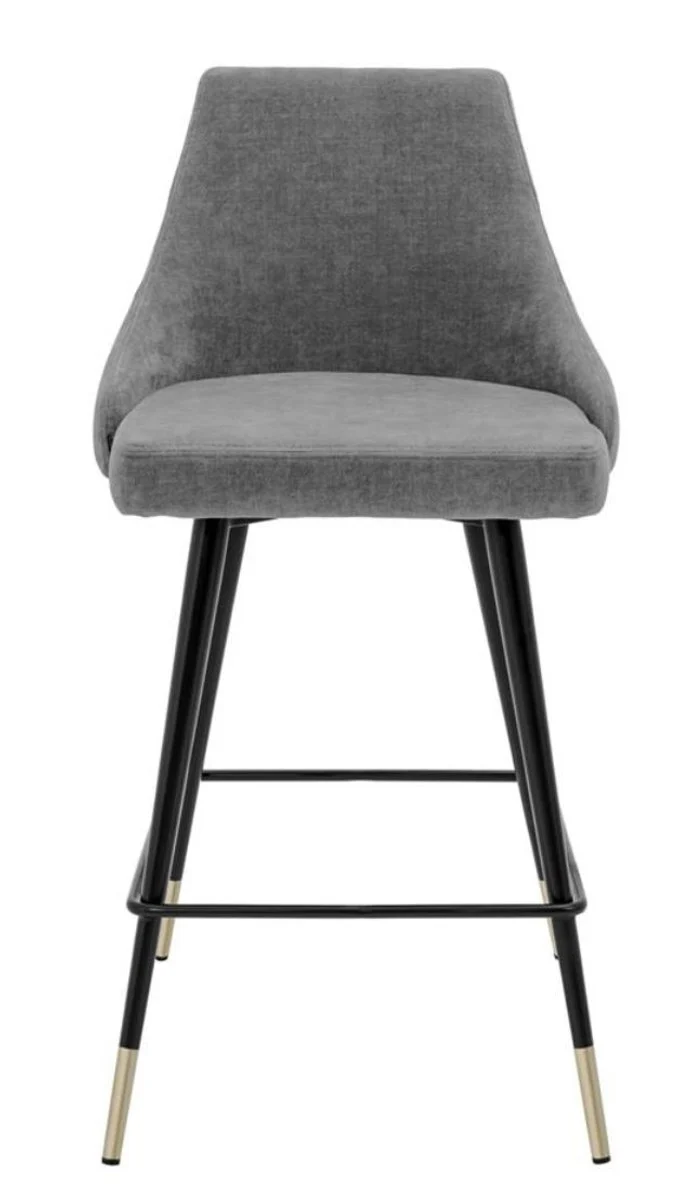 Casa Padrino luxury bar chair gray / black 47 x 52 x H. 91 cm - Luxury Bar Furniture