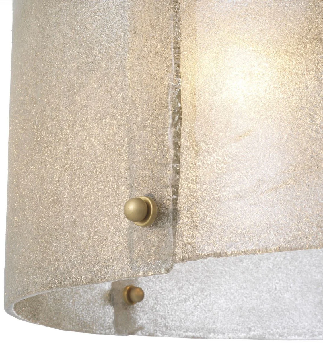 Casa Padrino lámpara de araña de lujo latón antiguo Ø 68 x A. 28,5 cm - Lámpara de araña redonda de metal con pantalla de vidrio soplado a mano - Calidad de Lujo