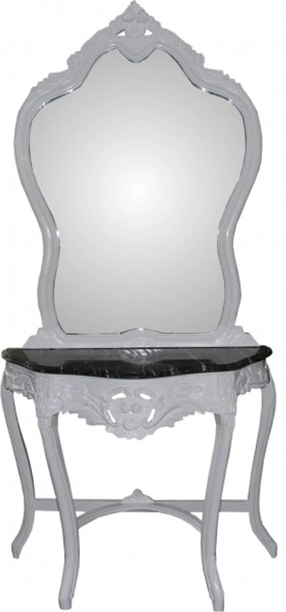Casa Padrino Baroque mirror console with marble top white Mod2 - antique look