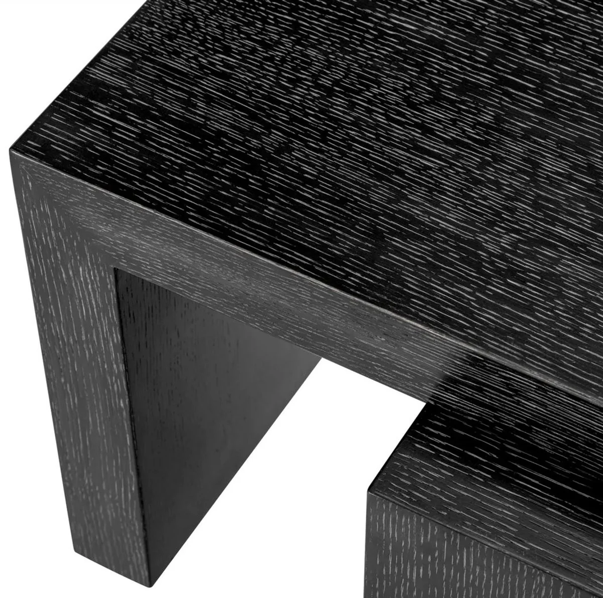 Casa Padrino mesa de centro de lujo negro gris - Mesa de sal¨®n de madera maciza con tablero giratorio - Muebles de sal¨®n - Muebles de hotel - Muebles de lujo