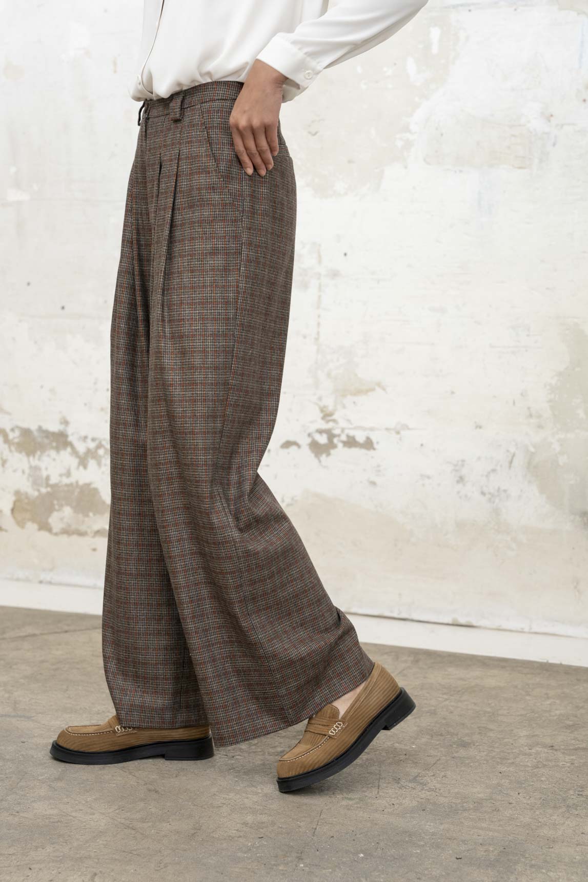 Rivera-spain Pantalón Aretha cuadros escoceses marrón