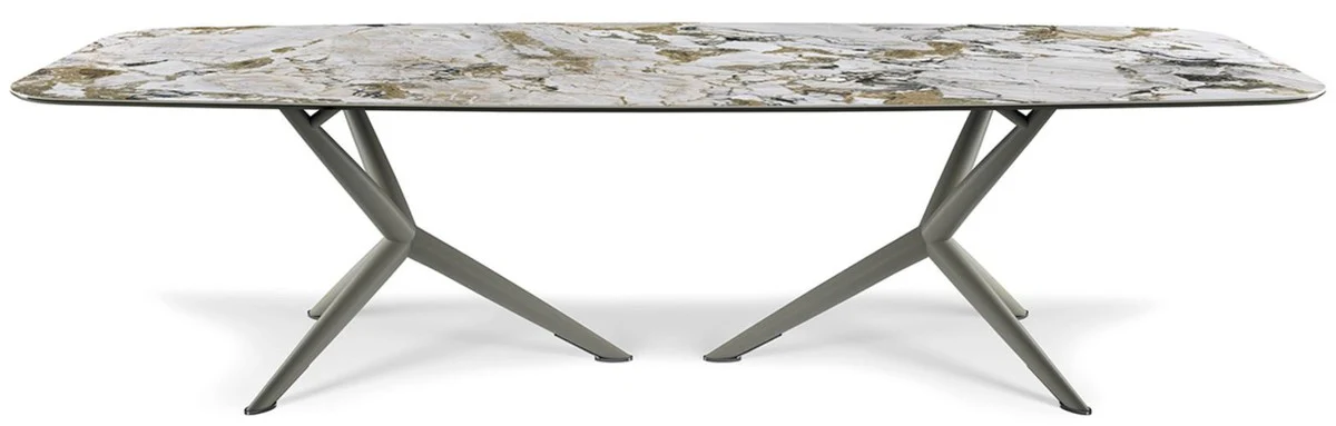 Casa Padrino mesa de comedor de lujo multicolor / gris 300 x 120 x A. 75 cm - Mesa de comedor con tablero de cer¨¢mica - Muebles de comedor modernos - Calidad de lujo - Hecho en Italia