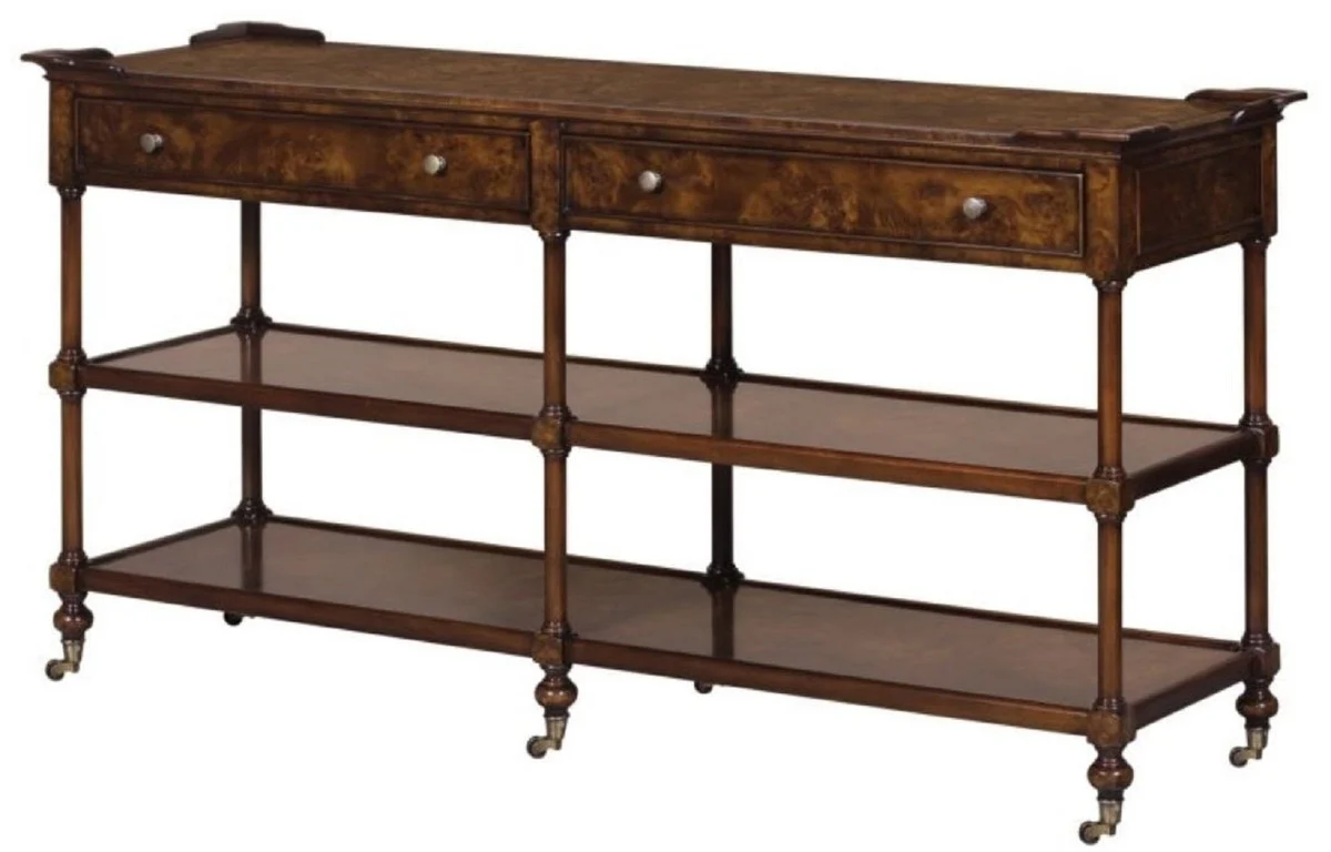 Casa Padrino consola art nouveau de lujo marrón / marrón oscuro 152 x 46 x H. 79 cm - Mesa Consola con 2 Cajones y Rollos