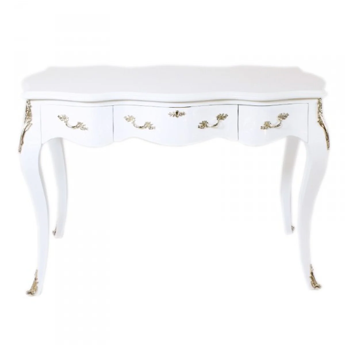 Casa Padrino Baroque Desk Secretary / Console White / Silver 120 x 60 x H80 cm - luxury furniture