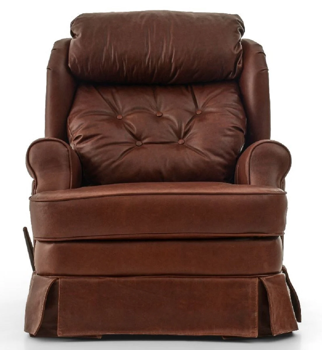 Casa Padrino sill¨®n de cuero de lujo con funci¨®n reclinable marr¨®n 85 x 100 x A. 97 cm - Sill¨®n de sal¨®n de cuero genuino - Sill¨®n de TV - Muebles de cuero genuino - Muebles de lujo