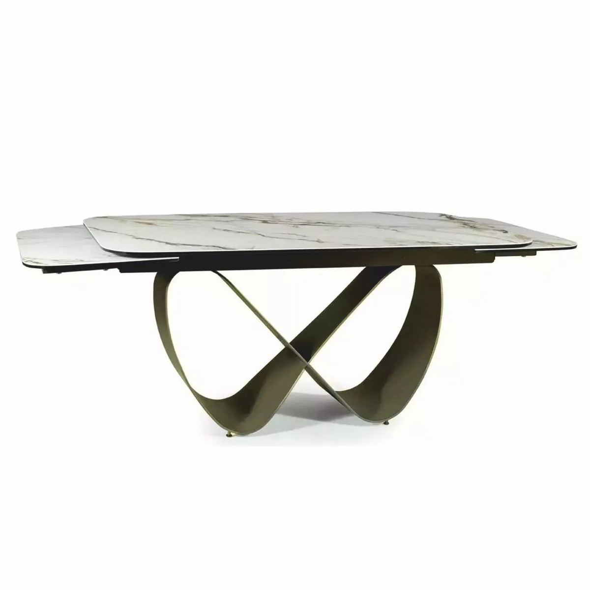Casa Padrino Mesa de Comedor de Lujo Blanco / ¨¢mbar / Lat¨®n 160-240 cm - Extensible