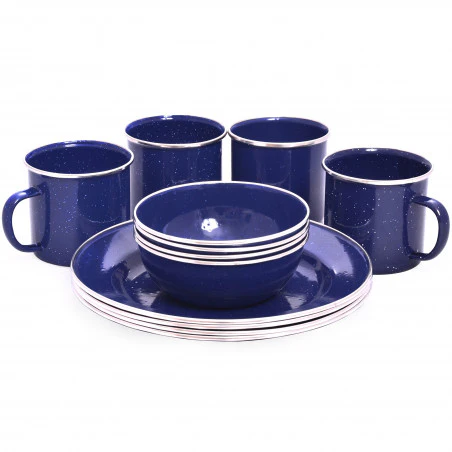 Set vajilla completa esmaltada Campfire ENAMEL DINNER SET para 4 personas – azul