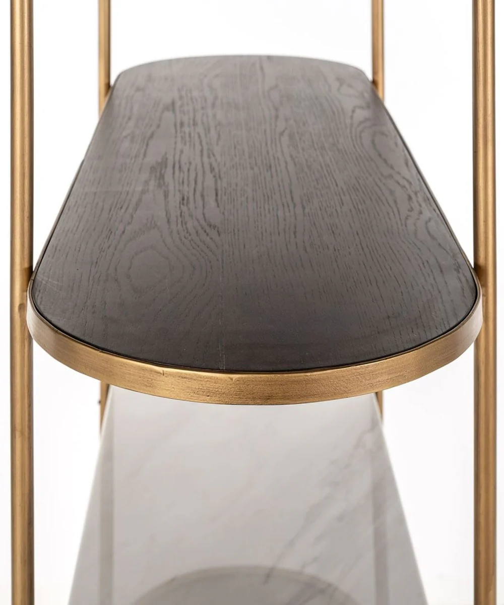 Casa Padrino armario de estanter¨ªa de lujo marr¨®n oscuro / blanco / lat¨®n 120 x 40 x A. 200 cm - Muebles de sal¨®n - Interiores de sal¨®n - Muebles de lujo - Interiores de lujo - De lujo Muebles