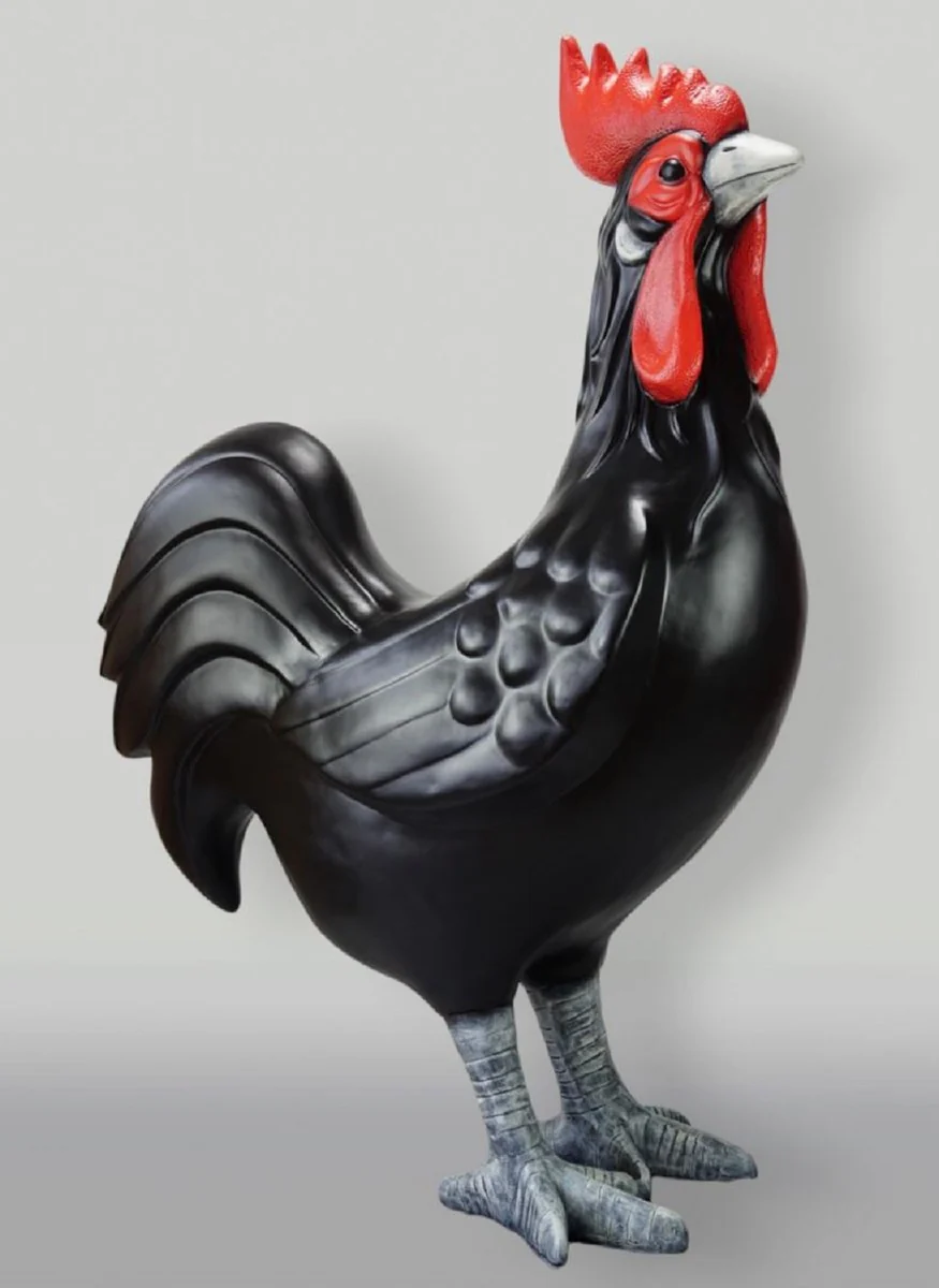 Casa Padrino escultura decorativa XXL gallo negro / rojo / gris A. 180 cm - Figura gigante de decoraci¨®n de jard¨ªn