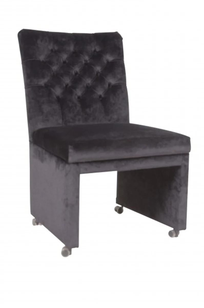 Casa Padrino Designer Dining chair / modef 320 Black Velvet - Hotel Facilities - chair with casters
