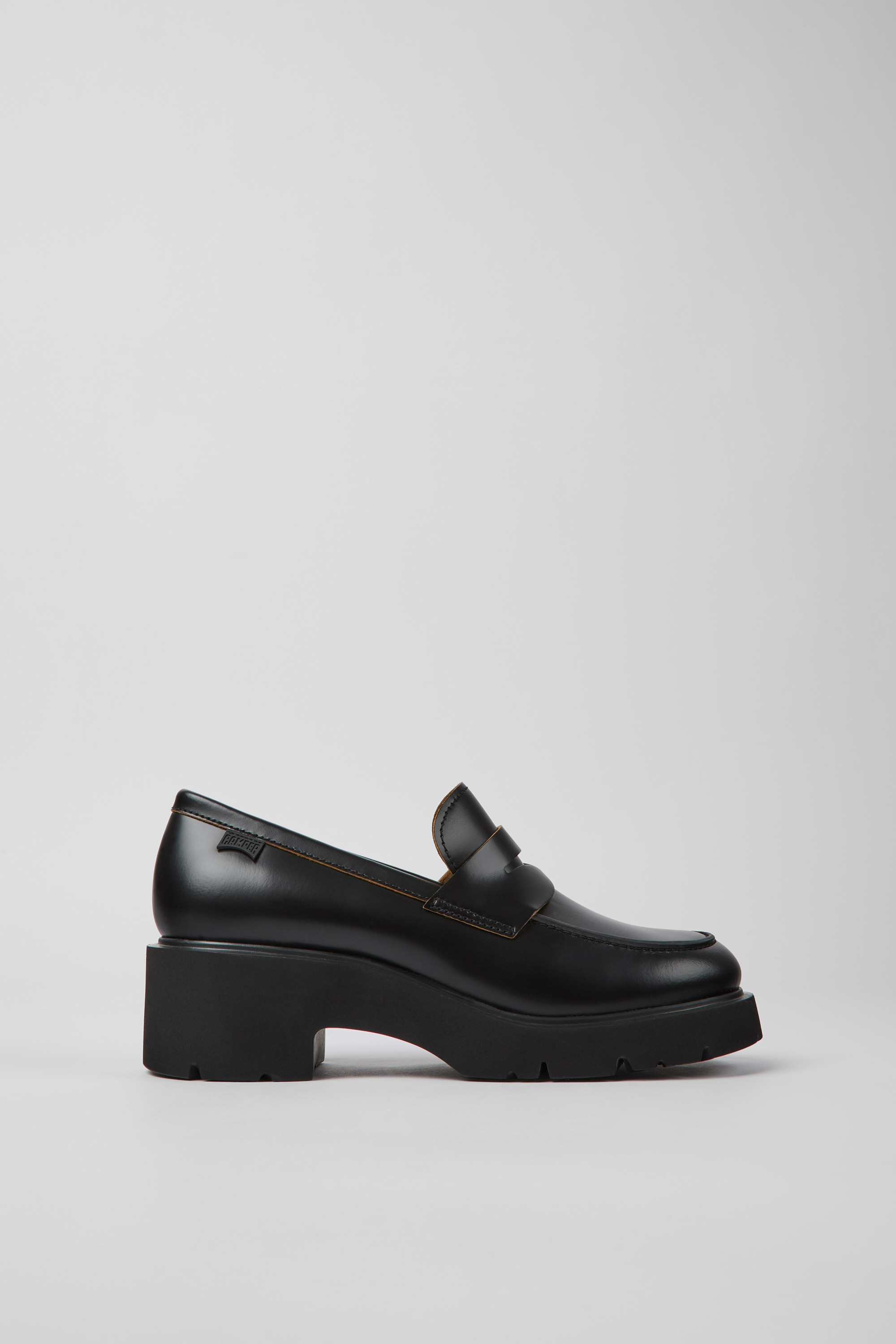 Milah - Black leather loafers for women