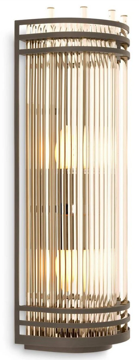 Casa Padrino lámpara de pared de lujo bronce 18,5 x 15 x A 53,5 cm - Elegante aplique de metal con pantalla de vidrio - Colección de Lujo