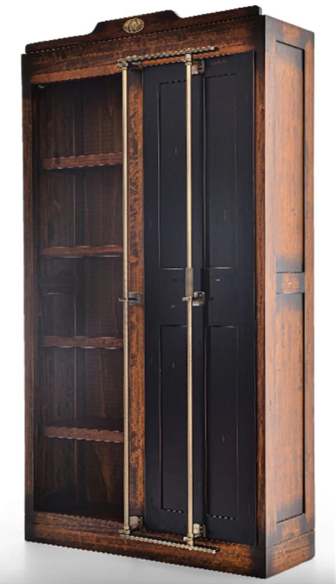 Casa Padrino armario bar estilo vintage de lujo marr¨®n / negro 106,5 x 34 x A. 191 cm - Armario del vino de madera maciza - Mueble bar de estilo vintage - Mueble bar de lujo de madera maciza