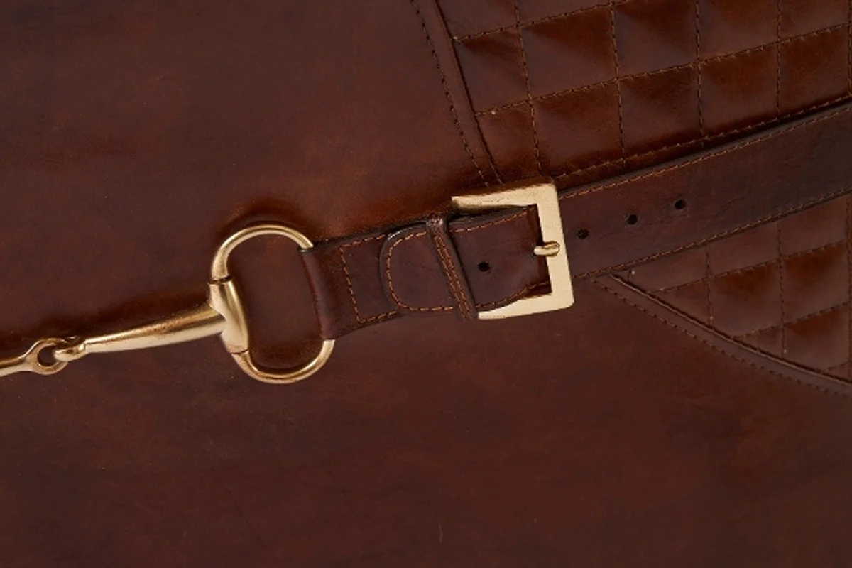 Casa Padrino Luxury Art Deco Genuine Leather Armchair Dark Brown 79 x 85 x H. 85 cm - Luxury Collection