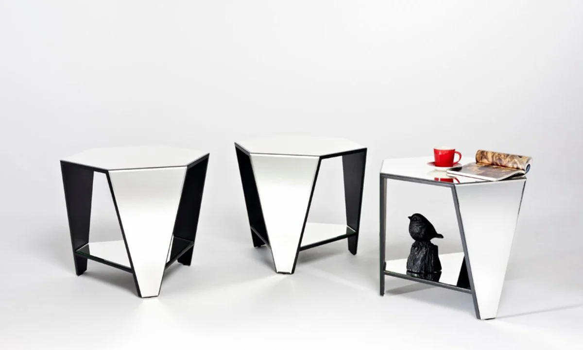 Casa Padrino mesa auxiliar de lujo de espejo cristal 59 x 51 x H. 49 cm - Muebles de Diseño