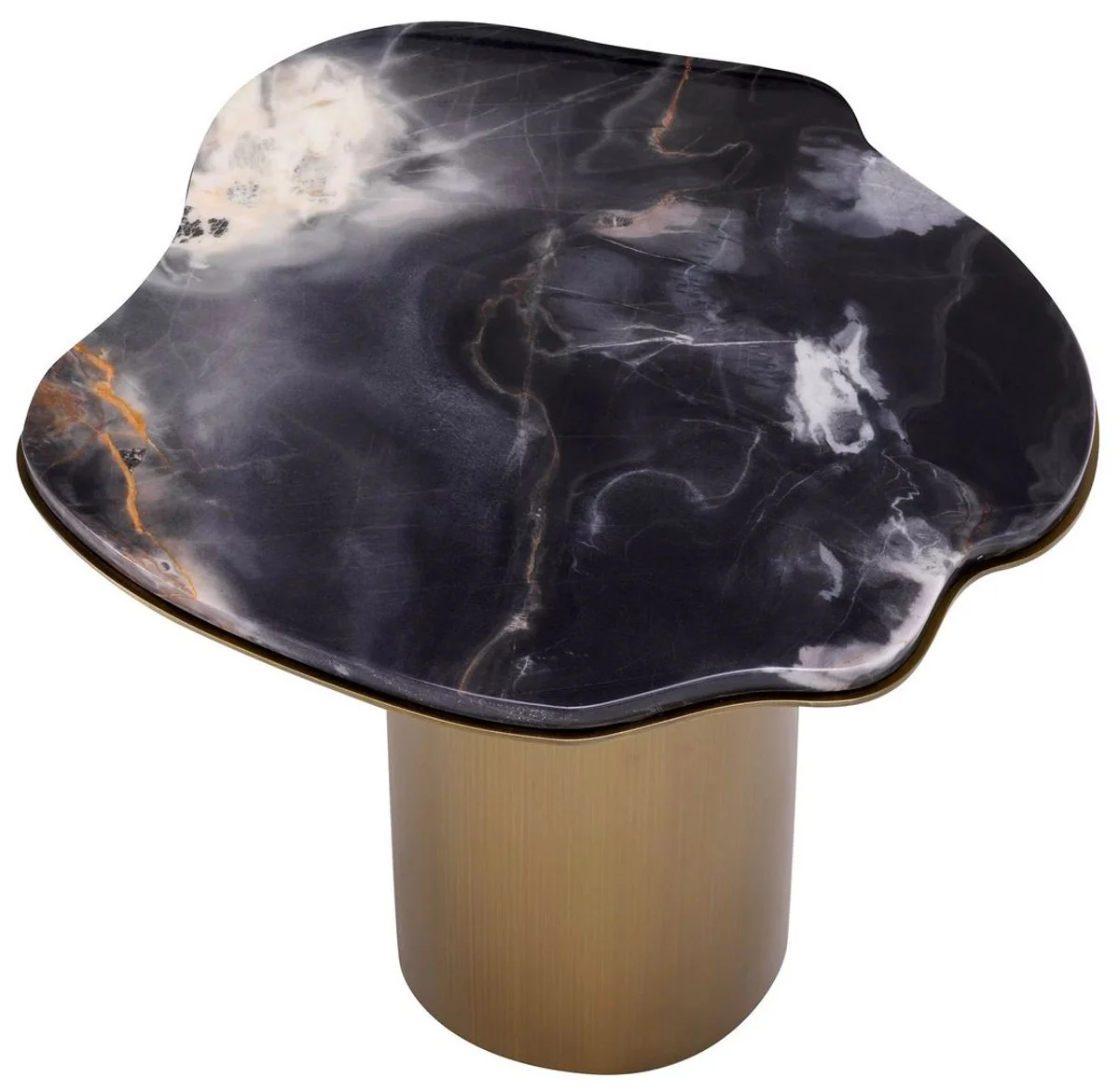 Casa Padrino mesa auxiliar de lujo negro / lat¨®n 58,5 x 60,5 x A. 51 cm - Mesa de acero inoxidable con tapa de m¨¢rmol - Muebles de sal¨®n - Muebles de lujo - Calidad de lujo