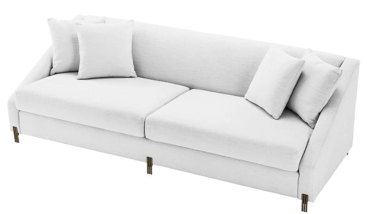 Casa Padrino Sof¨¢ de Lujo Blanco / Lat¨®n 223 x 94 x H. 73 cm - Sof¨¢ de Sal¨®n con 4 Almohadas - Muebles de Lujo