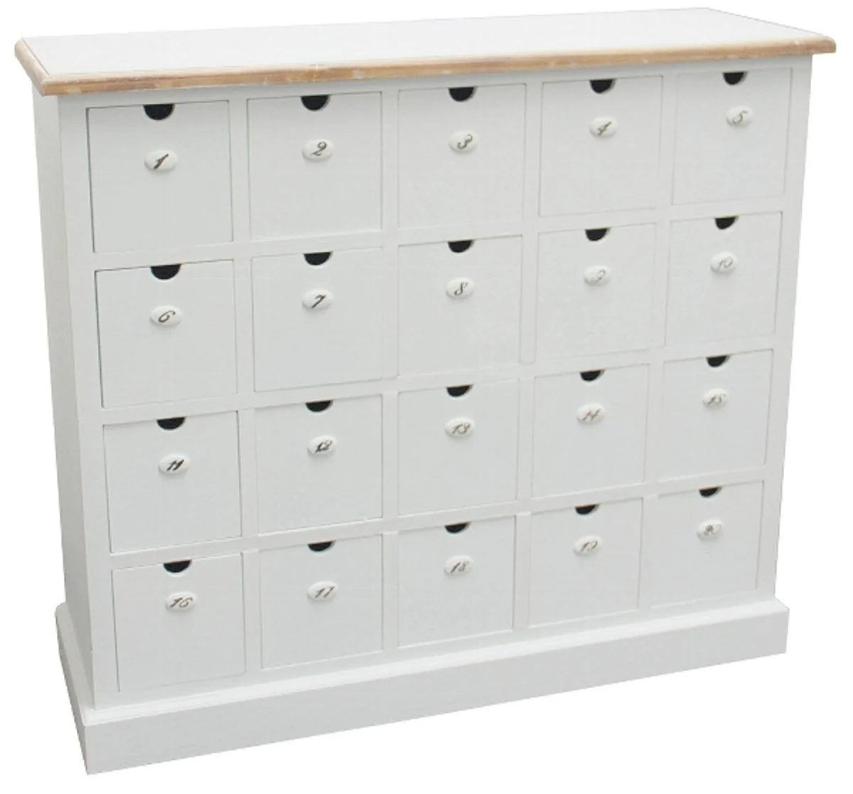 Casa Padrino Country Style Apothecary Chest Antique White / Natural Colors 105 x 39 x H 93 cm - Country Style Chest with 20 Drawers