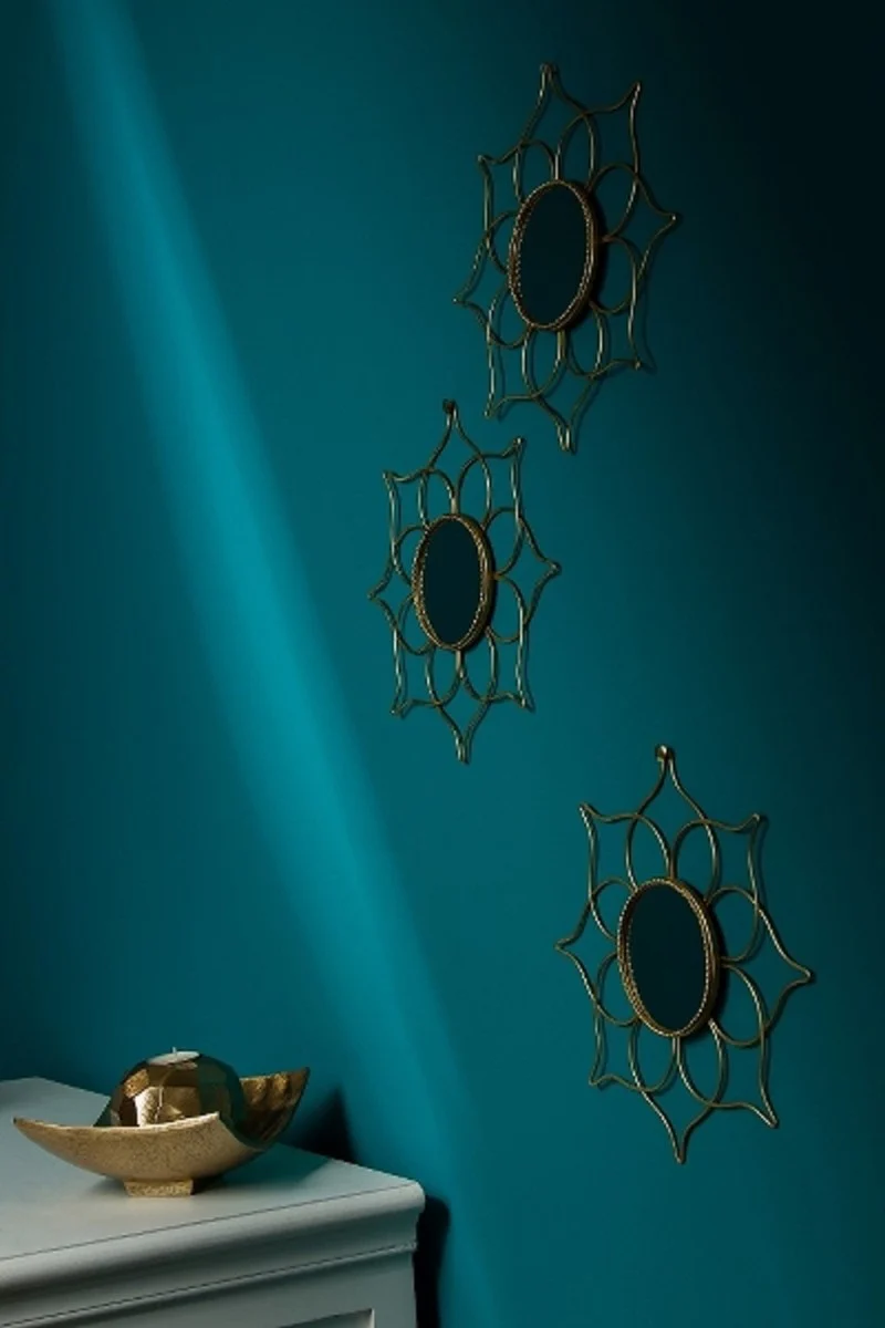 Casa Padrino conjunto de espejos de dise?o oro ? 25 cm - Conjunto de Espejos de Pared de 3