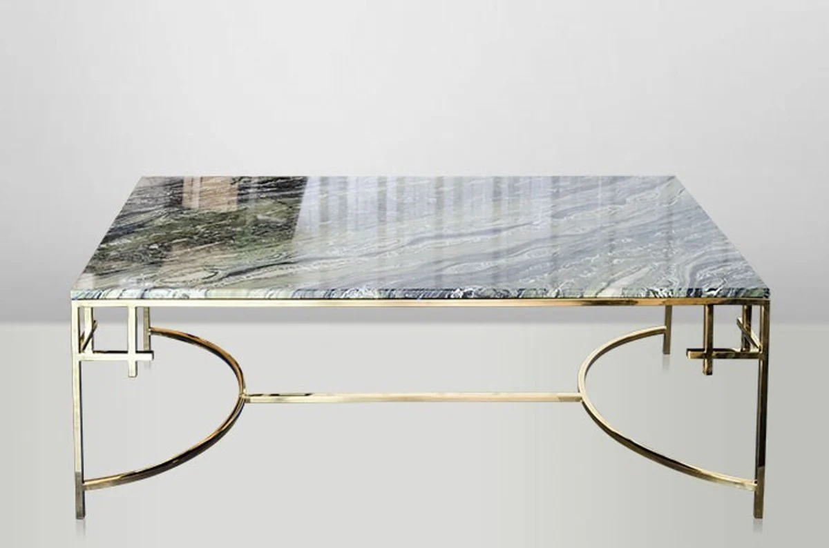 Casa Padrino Art Deco coffee table Gold metal / Marble 130 x 70 cm Art Nouveau table - Living room