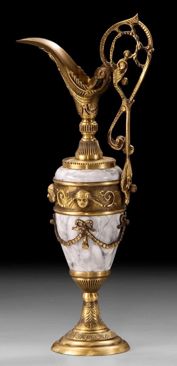 Casa Padrino jarra de vino barroco de lujo oro / blanco gris 16 x A. 39 cm - Jarra de bronce hecha a mano - Accesorios decorativos barrocos - Interior barroco - Muebles barrocos