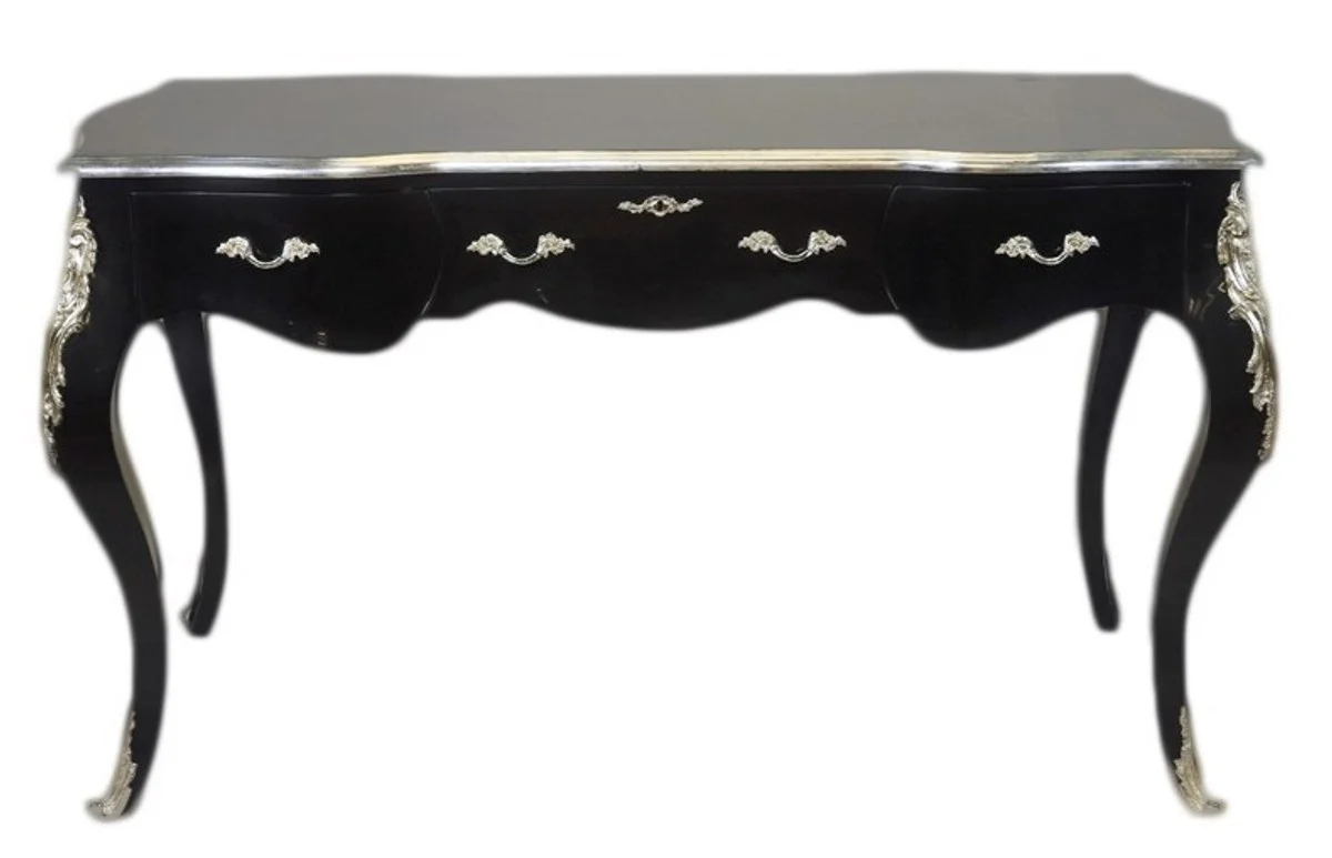 Casa Padrino luxury Baroque Secretary Black / Silver 150cm - Desk luxury furniture