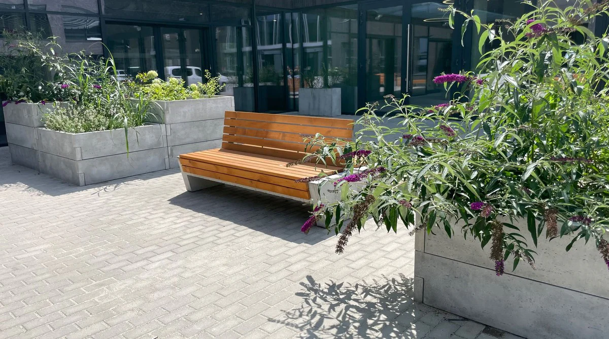 Casa Padrino banco de parque - banco urbano con respaldo natural / gris 200 cm