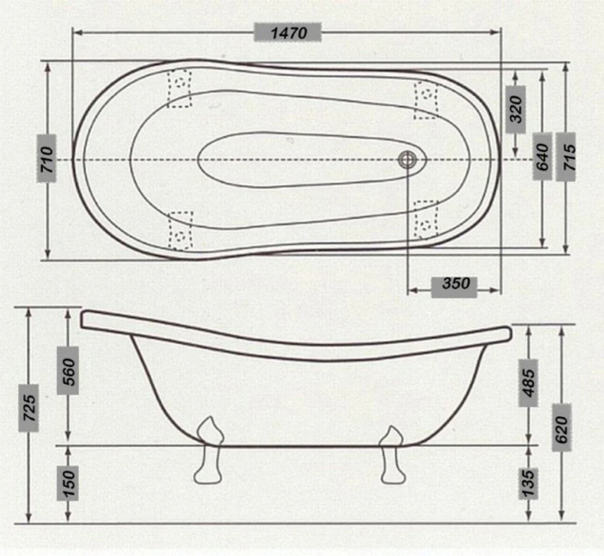 Baño de lujo independiente, de estilo Art Nouveau Roma Luz azul / blanco / cromo 1470mm - Baño barroco antiguo