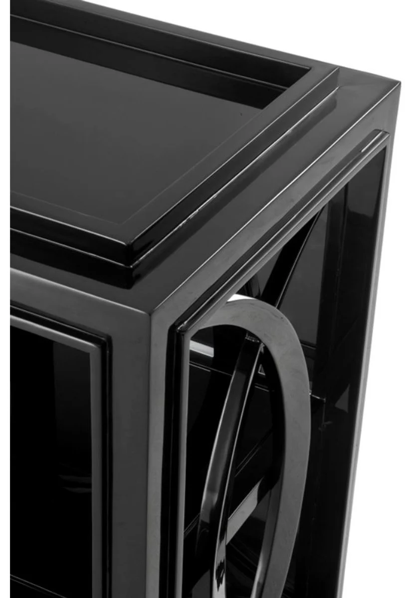 Casa Padrino armario de sala de estar Negro 124 x 46 x H. 90 cm - mueble de estantería de lujo