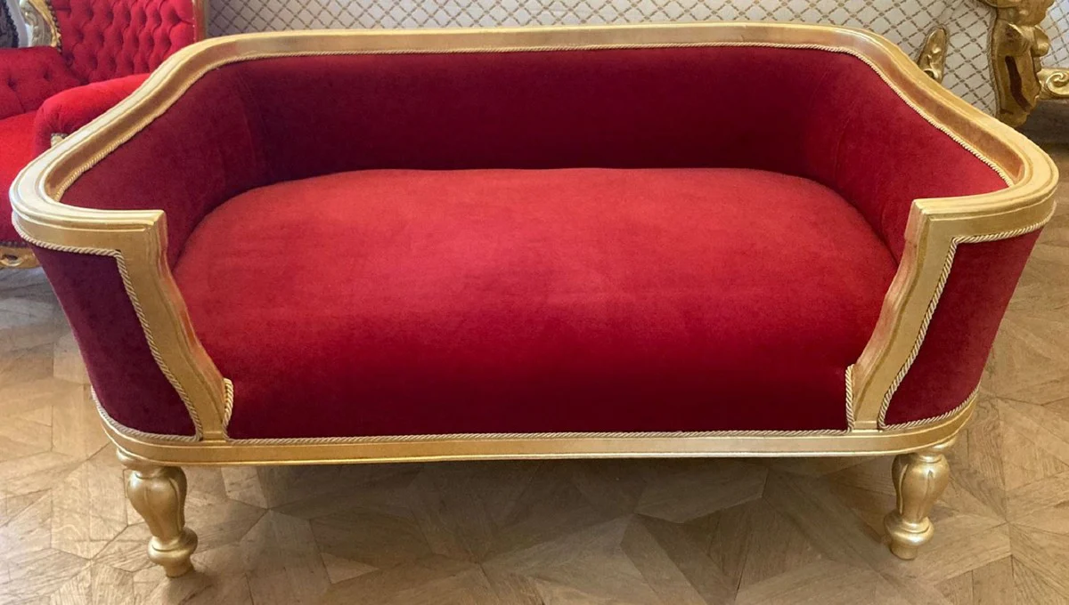 Casa Padrino cama barroco para perros y gatos rojo burdeos / oro - Sofá para perros y gatos de estilo barroco - Muebles barrocos para perros y gatos - Muebles barrocos para mascotas