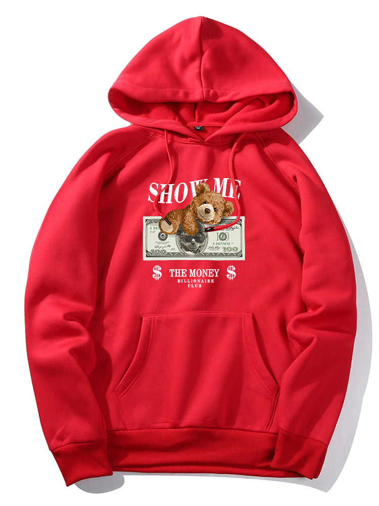 Money Bear Print Hoodie