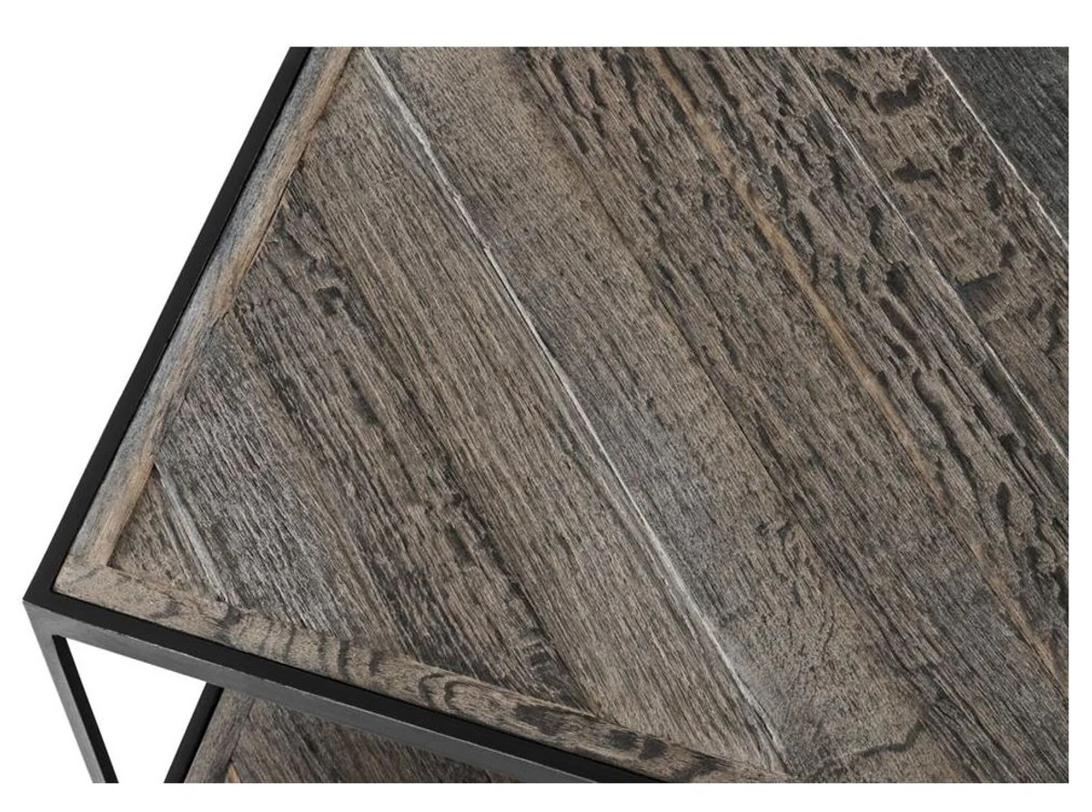 Casa Padrino mesa de centro de dise?o de acero galvanizado y resistido roble - colecci¨®n de lujo