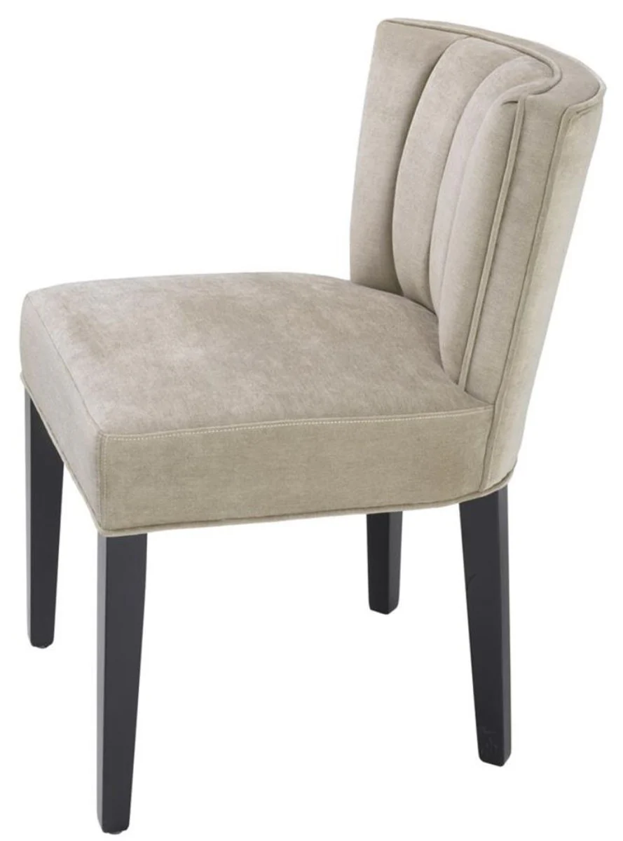 Casa Padrino silla de comedor de lujo greige / negro 51 x 62 x H. 82 cm - Muebles de Lujo para el Comedor