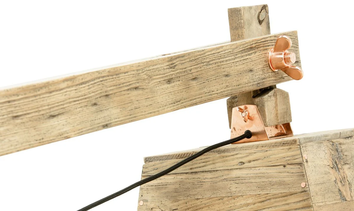 Casa Padrino lámpara de pie de madera de pino colores naturales 190 x 52 x H. 220 cm - Lámpara de Pie de Lujo con Cable Negro