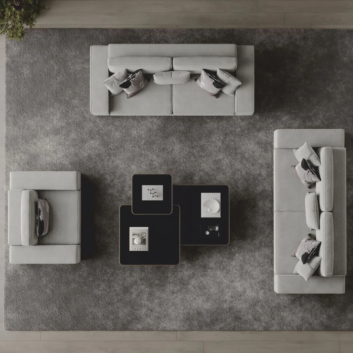 Casa Padrino sof¨¢ de lujo gris 263 cm - Muebles para hoteles y salones