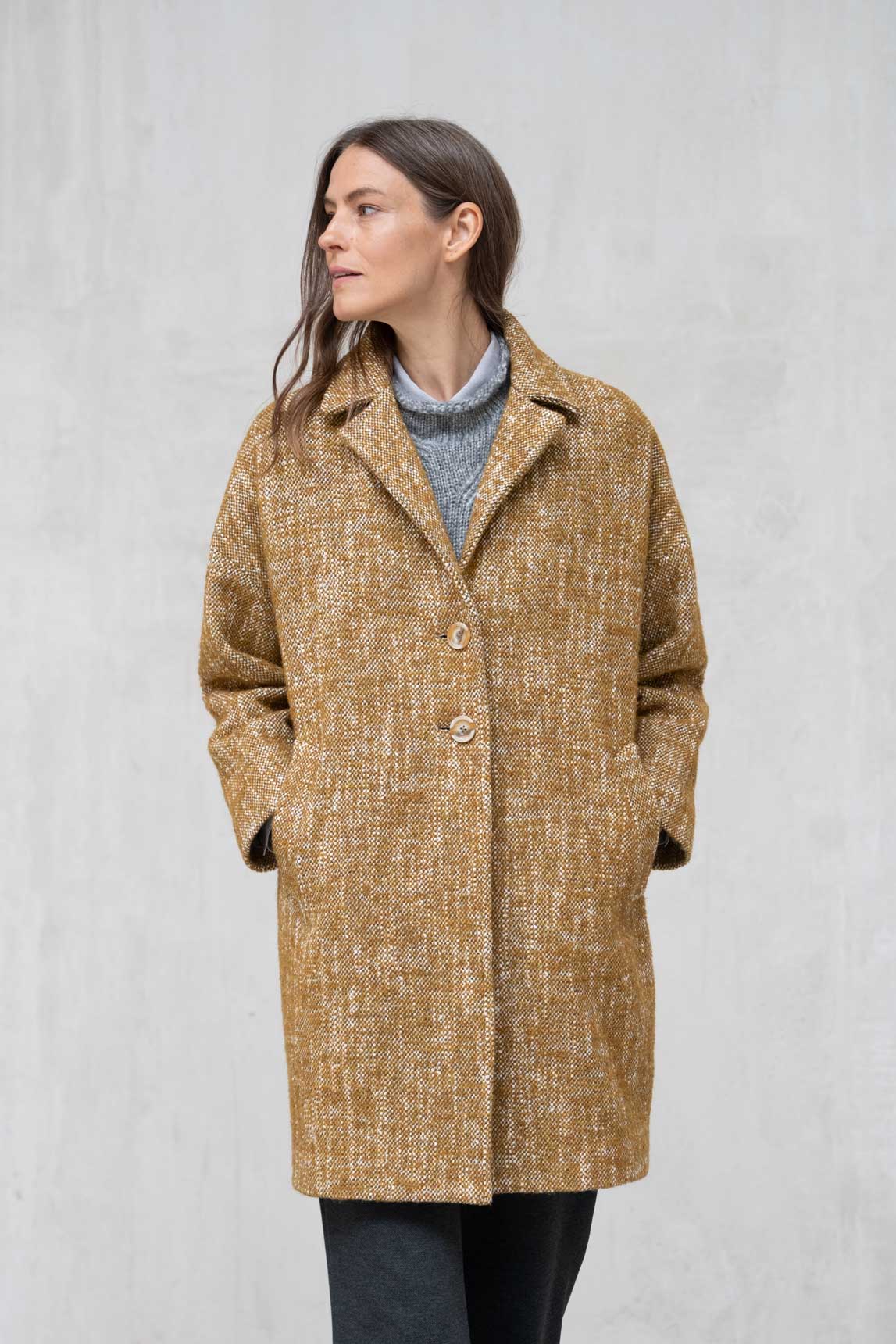 Rivera-spain Abrigo Monza mostaza jaspeado