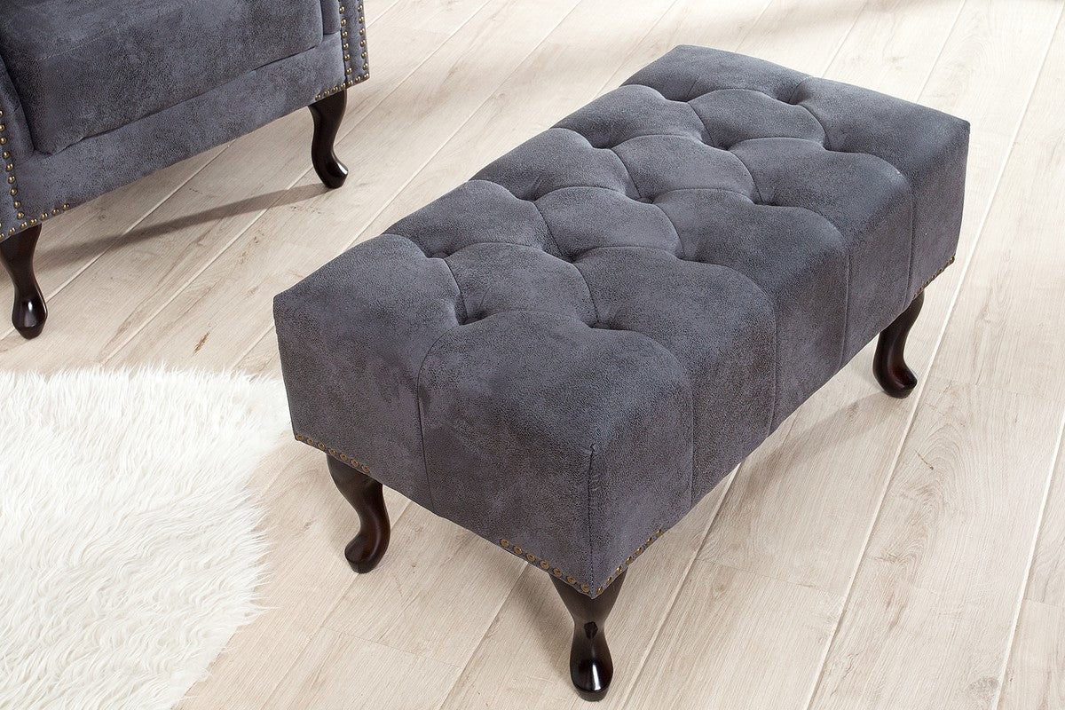 Chesterfield Footstool Antiguo gris de la casa Casa Padrino