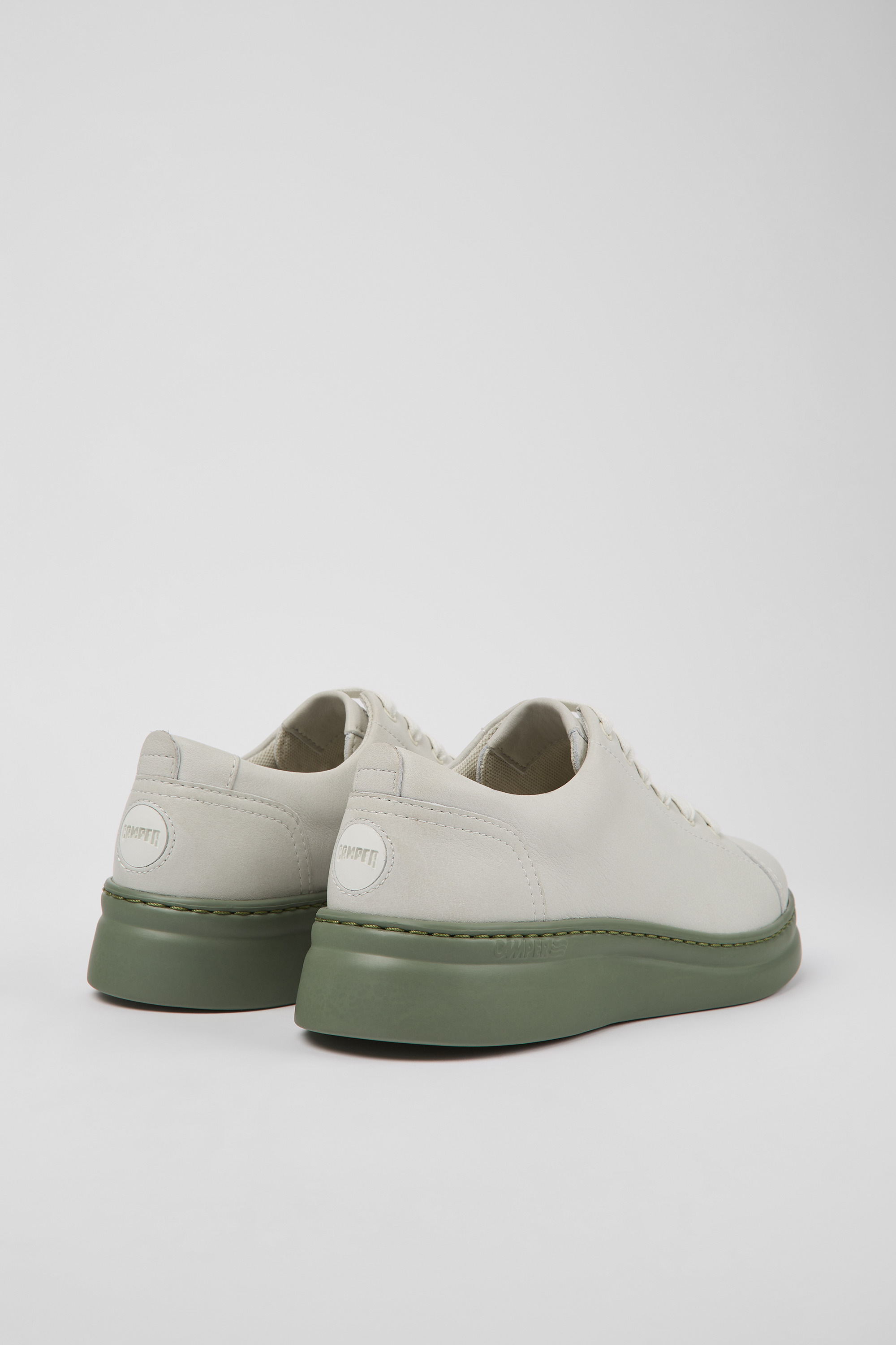 Runner Up - White non-dyed leather sneakers for women