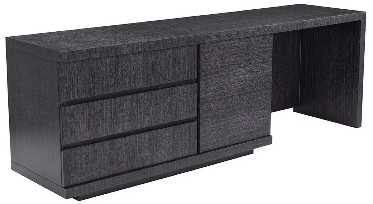 Casa Padrino escritorio de madera maciza de lujo negro gris 220 x 55 x A. 75,5 cm - Mesa de oficina - Muebles de oficina - Muebles de lujo - Instalaci¨®n de lujo - Calidad de lujo
