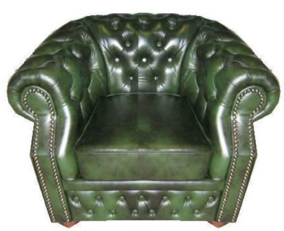 Casa Padrino sill¨®n de cuero genuino verde oscuro 120 x 90 x H. 80 cm - Sill¨®n Chesterfield